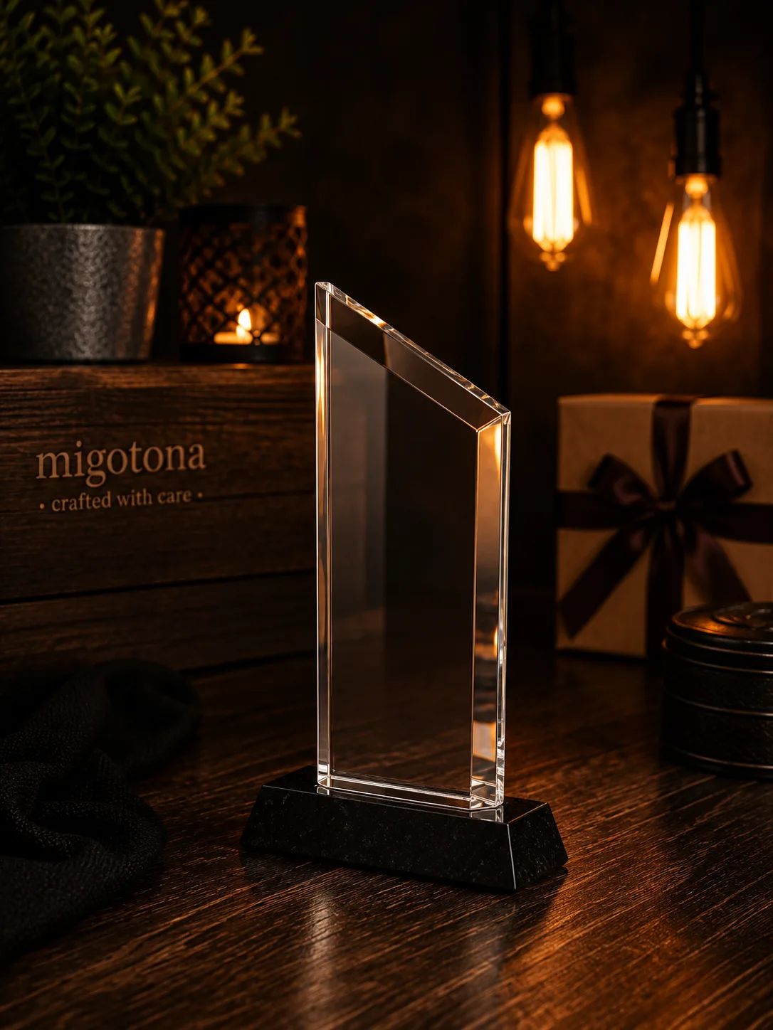 Klaasist trofee marmor alusel